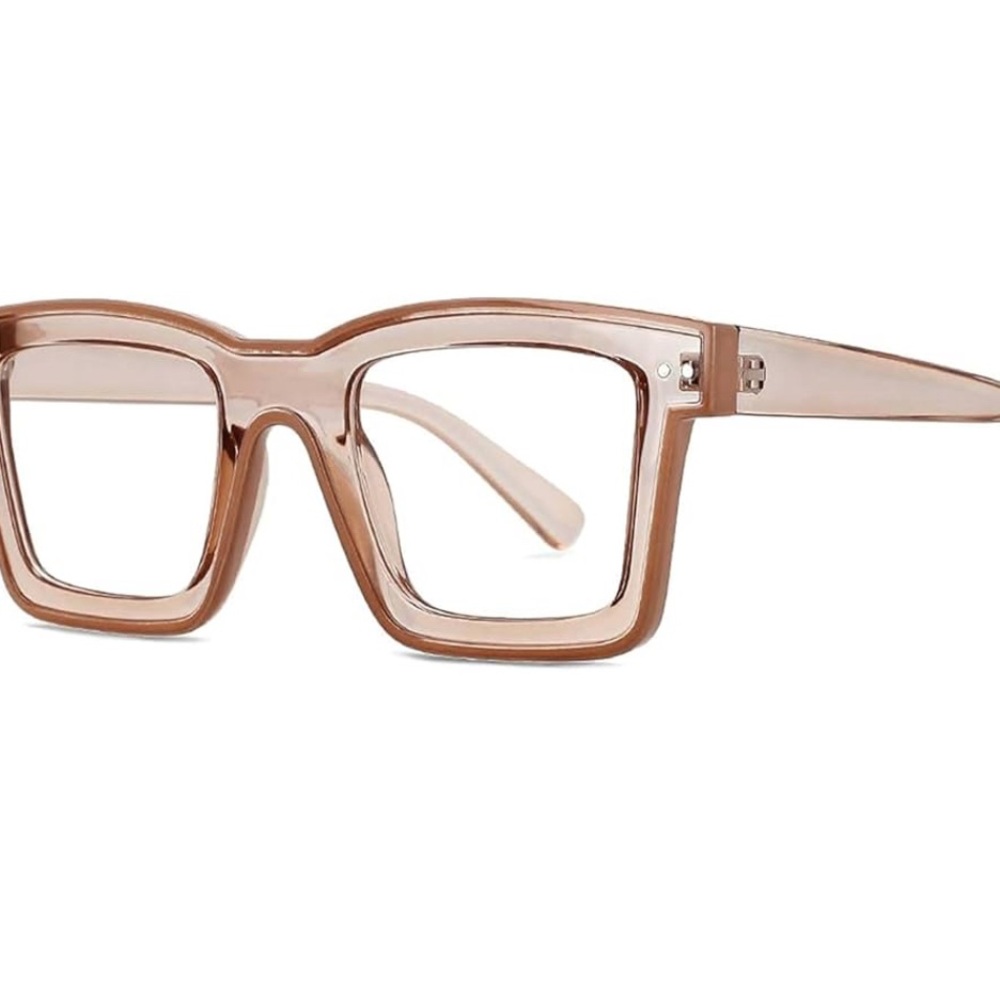 Stylish Tan Square Frame Glasses - Picture 2 of 7